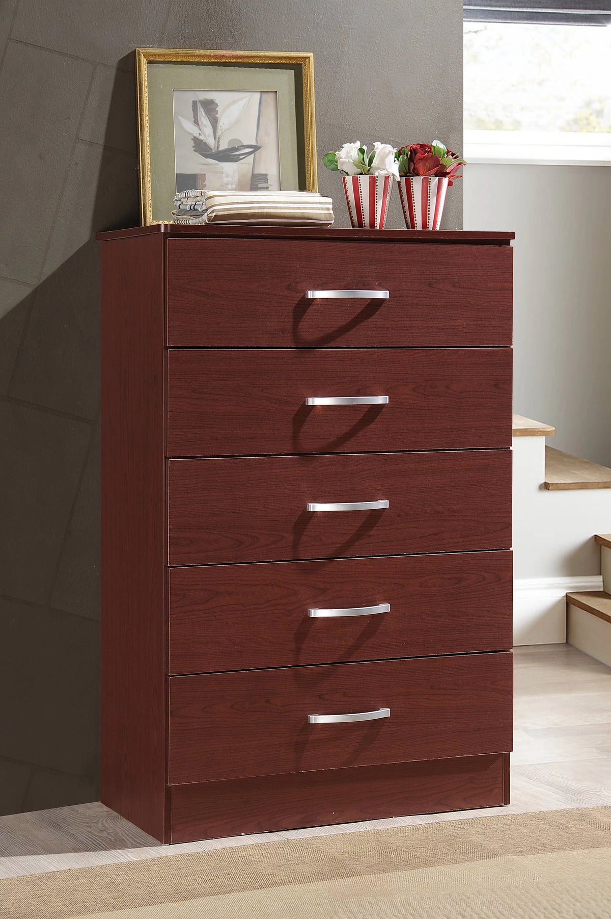 5 Drawer Brown Wood Chest K49976