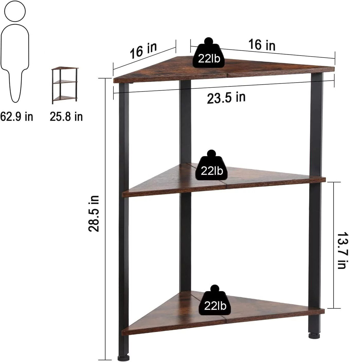 3 Tier Corner Bookshelf M8912