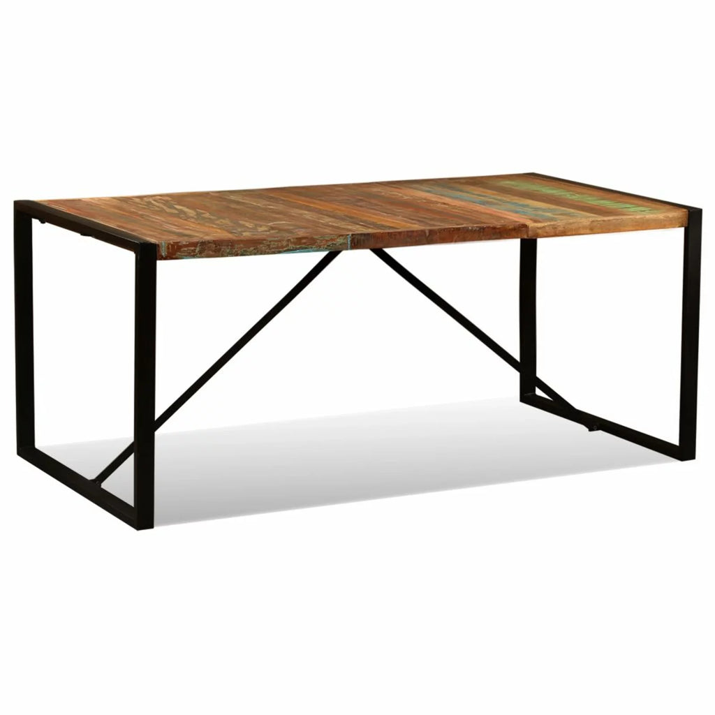 Reclaimed Wood Top Powder-Coated Steel Frame Dining Table P506