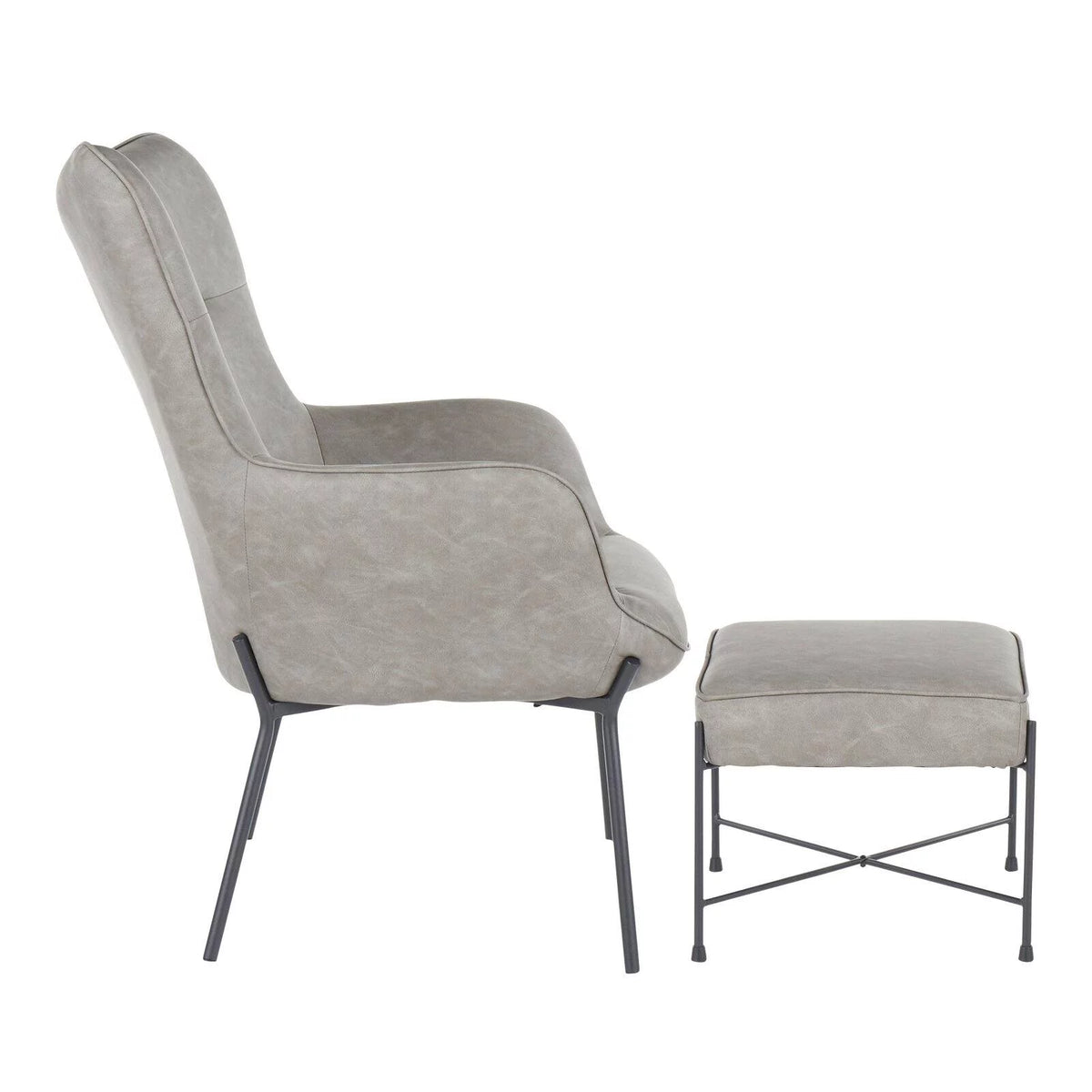 Faux Leather Lounge Chair with Ottoman J30774