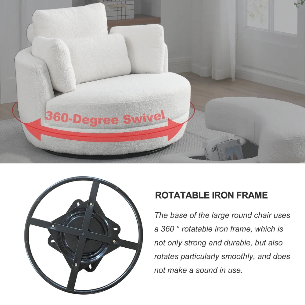 Oversized Swivel Barrel Chair with Ottoman and 4 Pillows G284
