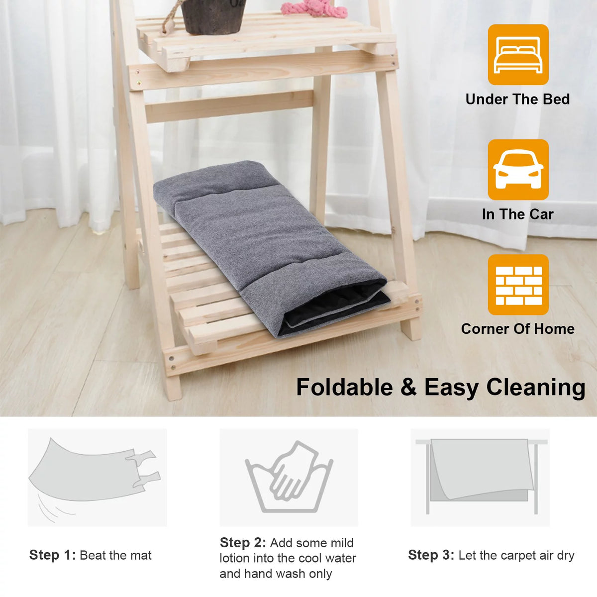 Fleece Dog Bed Mat Reversible Water Resistant Cushion Pad Y722
