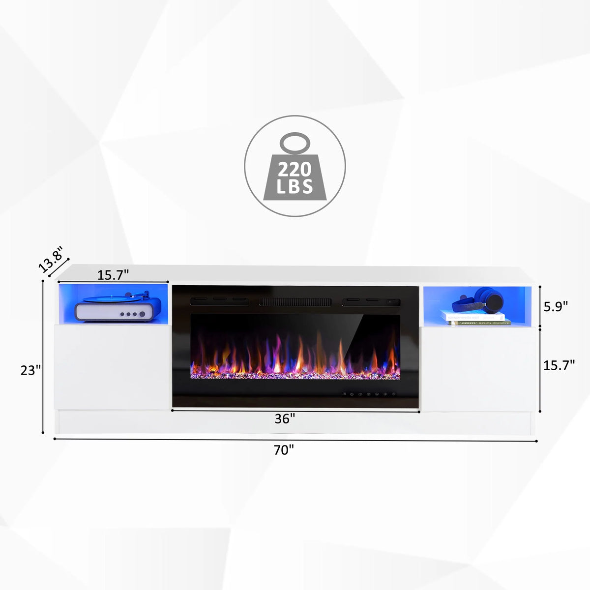 70" Fireplace TV Stand with 36" Electric Fireplace P295440