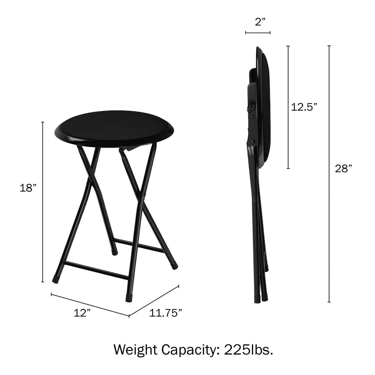 Black 18-Inch Folding Stool Y46188