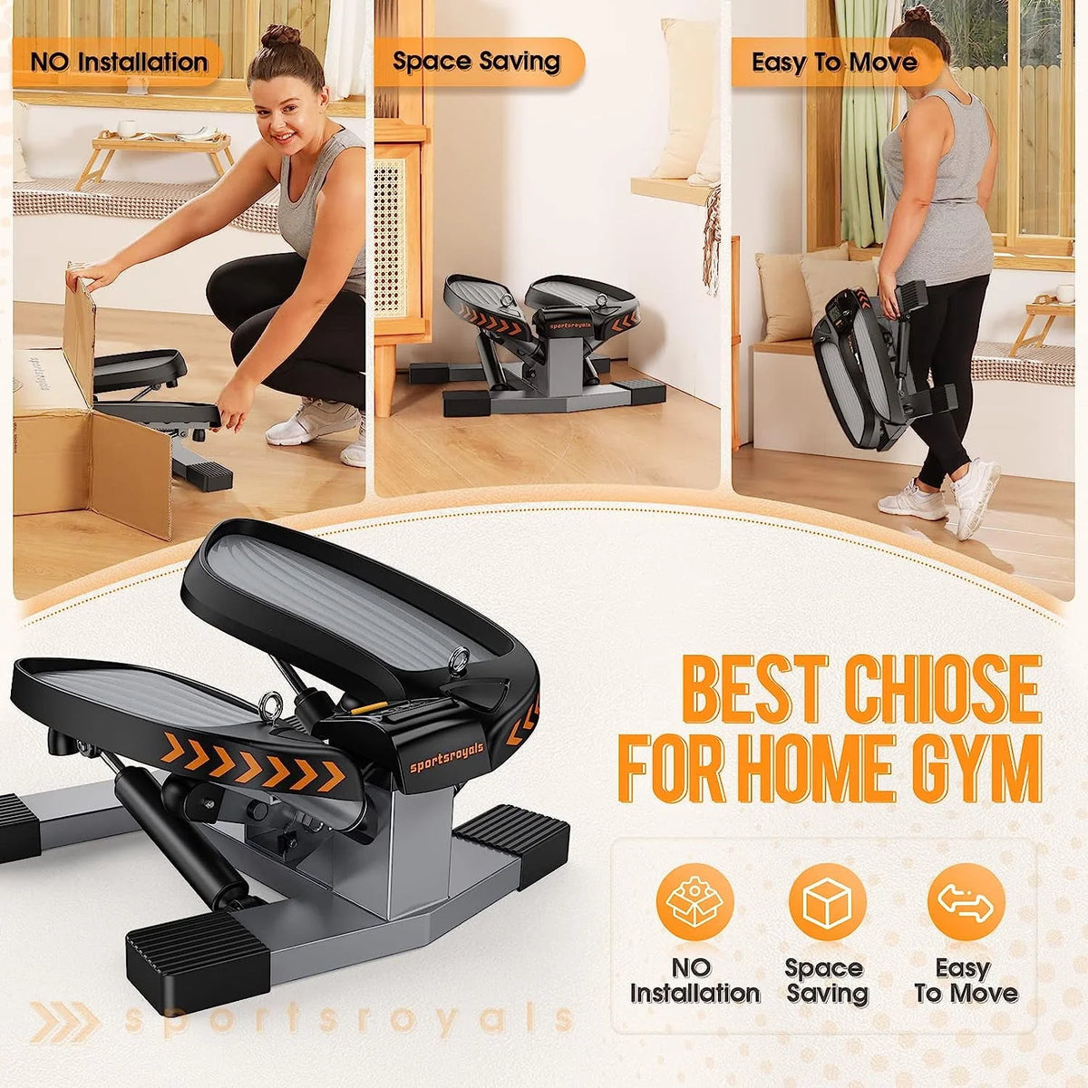 Stair Stepper with Resistance Band and LED Monitor E634424