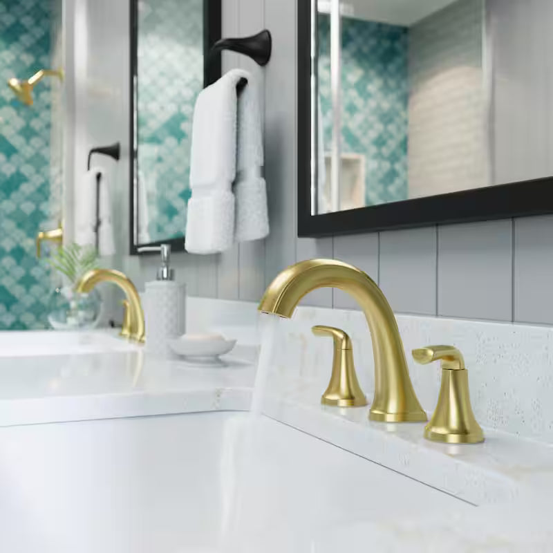 8 in. Widespread Double Handle Bathroom Faucet Brushed Gold P2936