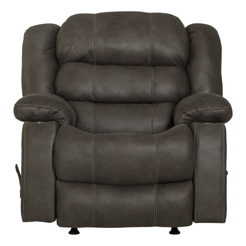 Gray Polyester Rocker Recliner with Dual Cupholders P86132