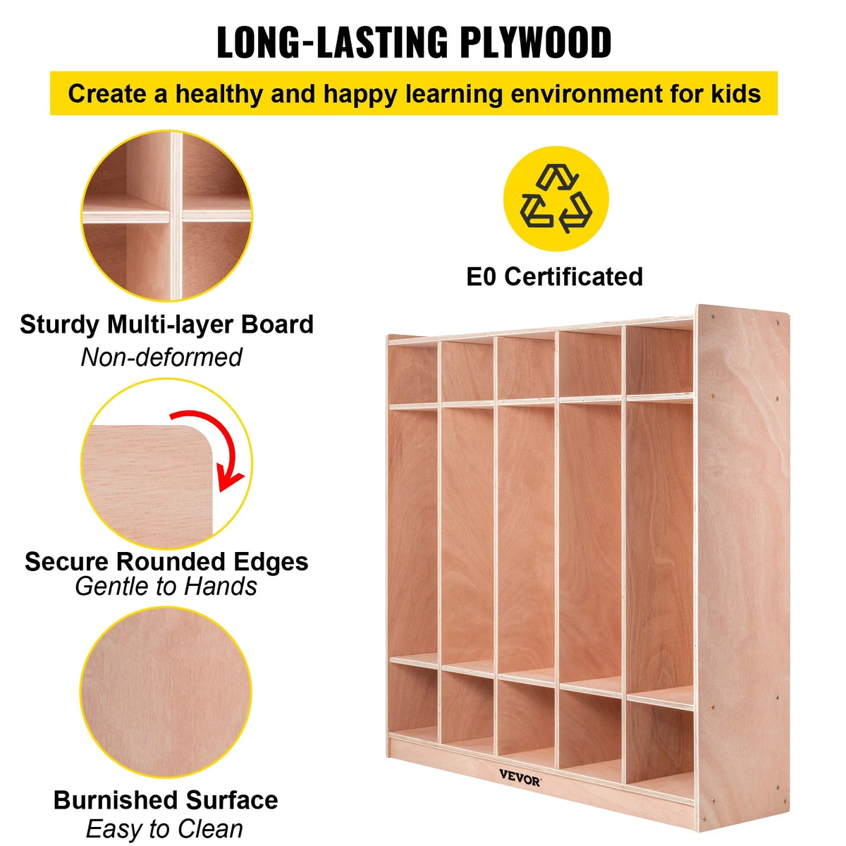 5 Grids Plywood Birch Coat Locker Z423769