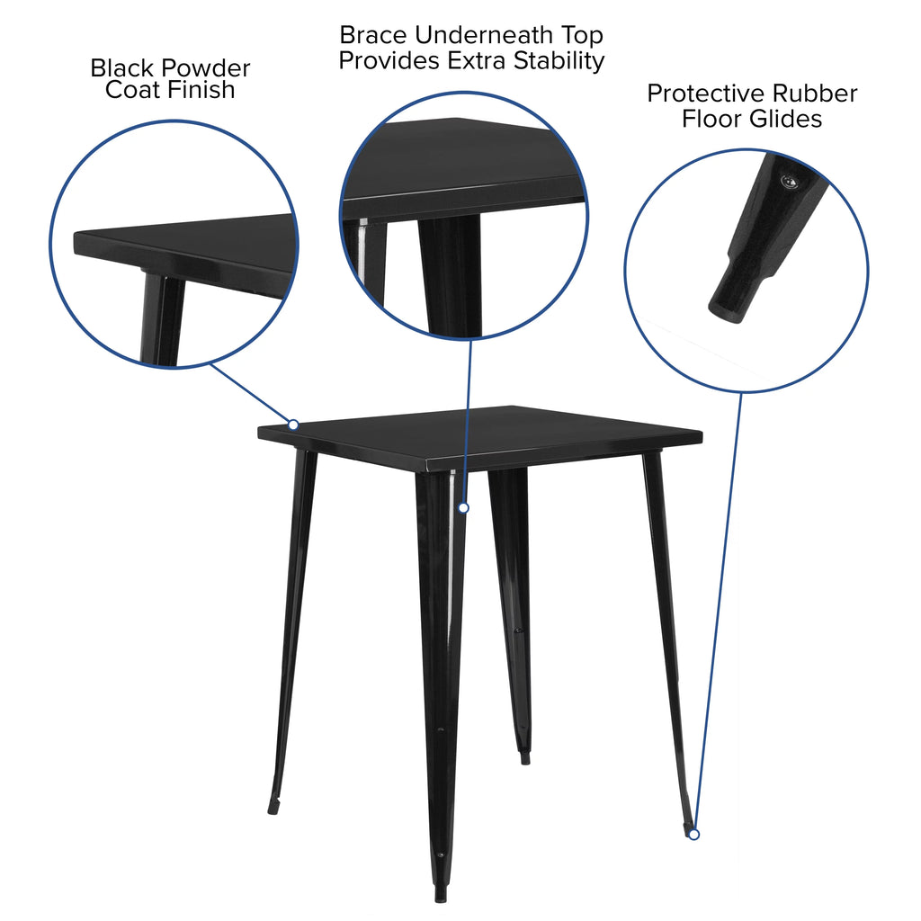 Black Metal Indoor-Outdoor Bar Height Table O6960