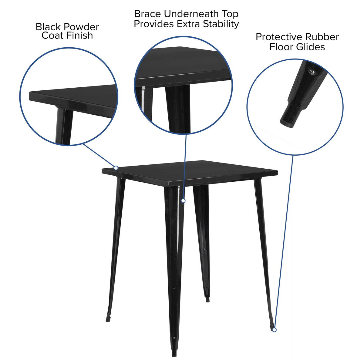 Black Metal Indoor-Outdoor Bar Height Table O6960