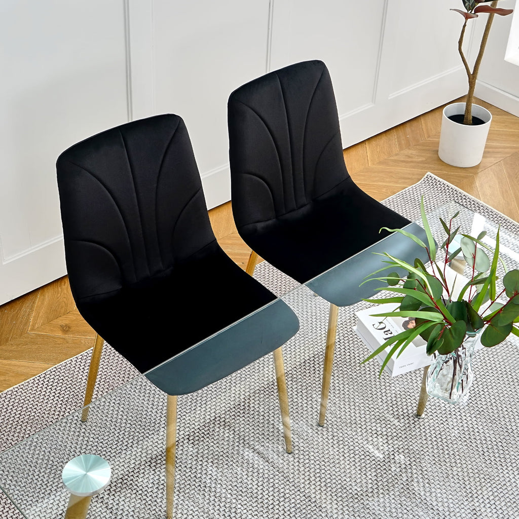 Black Dining Chair with Gold Metal Legs Set of 4 P44419