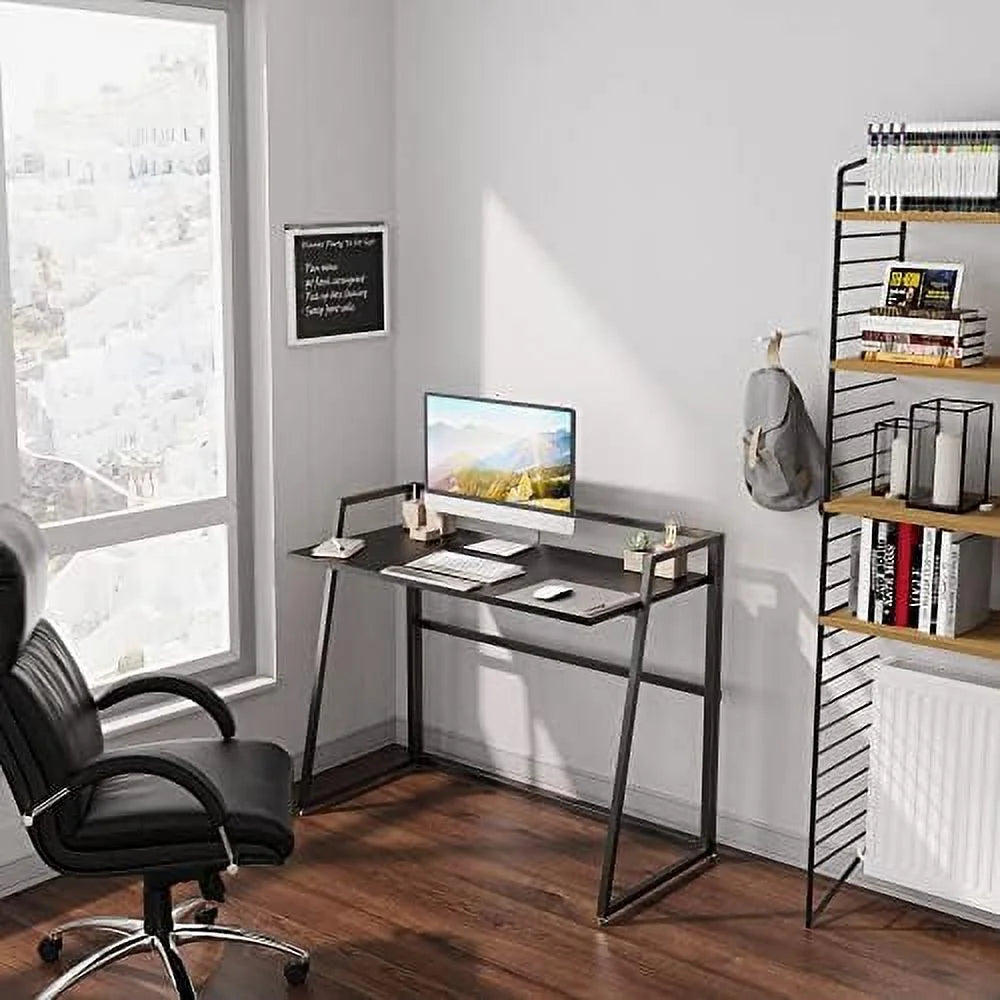 Small Folding Computer Desk 41 inch with Protective Railing I1503