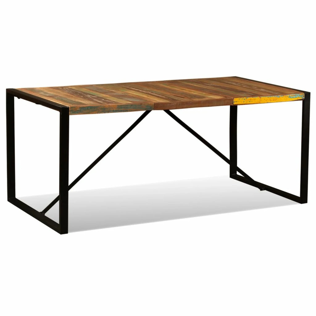 Reclaimed Wood Top Powder-Coated Steel Frame Dining Table P506