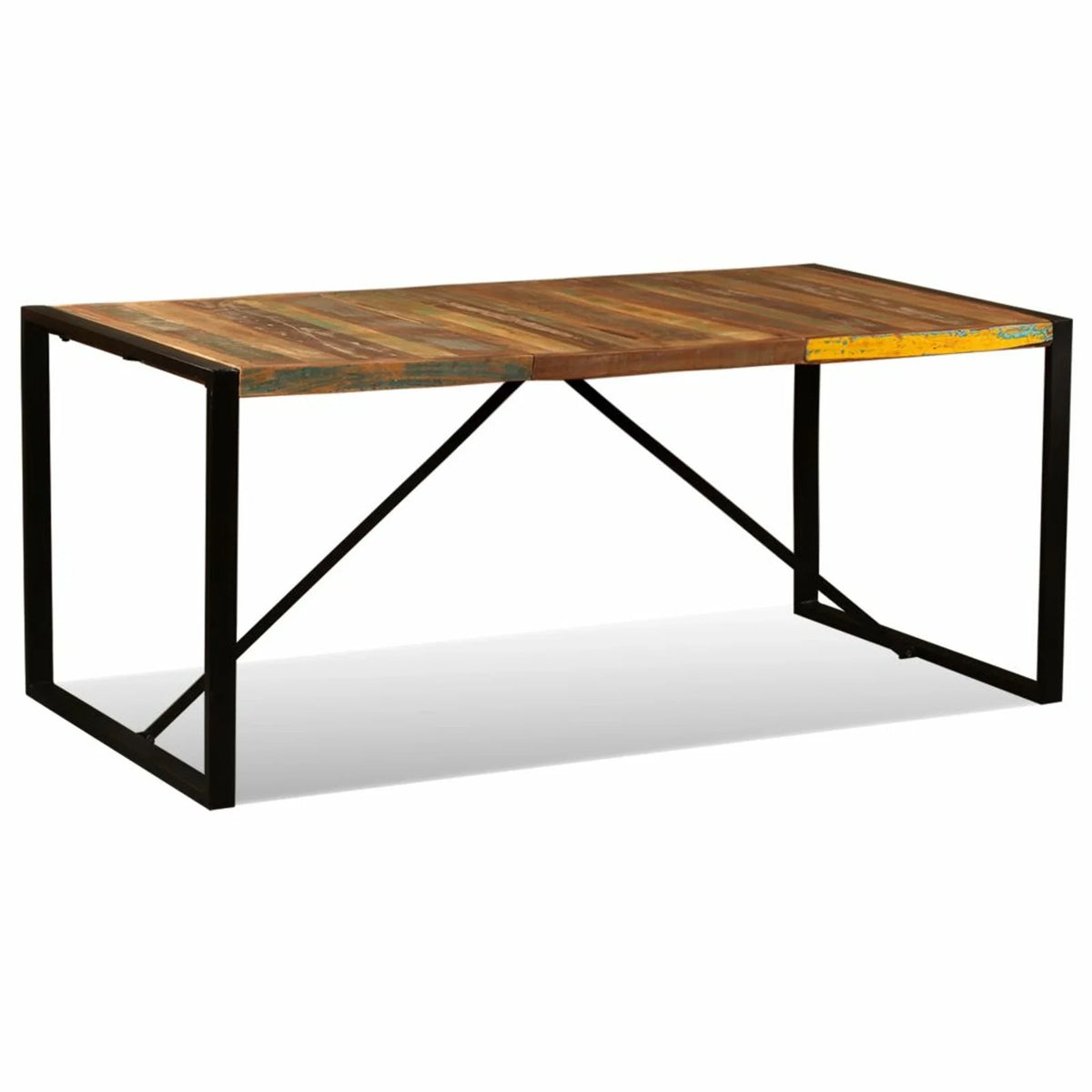 Reclaimed Wood Top Powder-Coated Steel Frame Dining Table P506