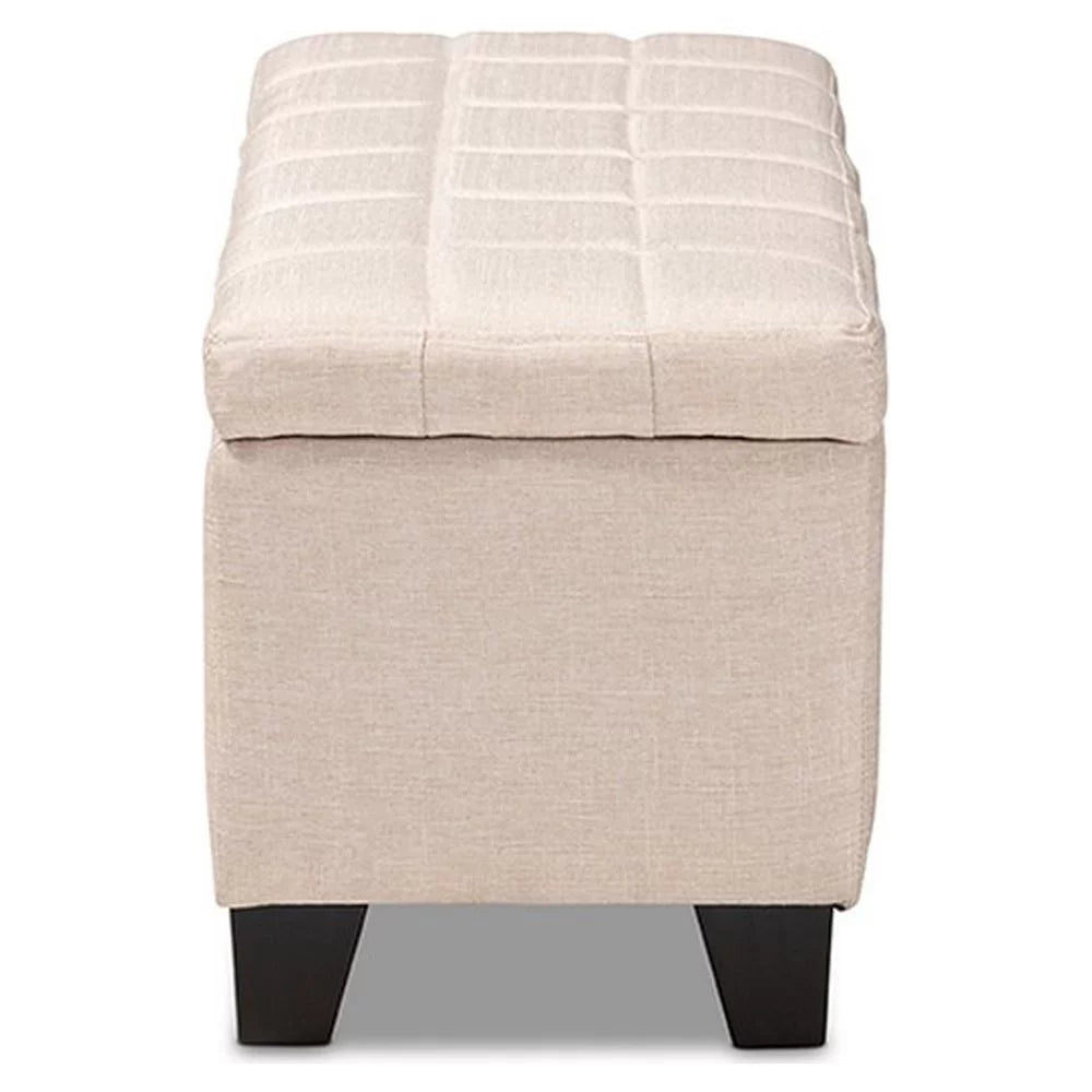 Beige Fabric Upholstered Storage Ottoman J131160