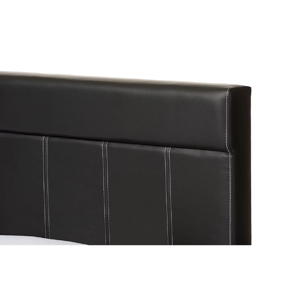 Black Faux Leather Full Size Platform Bed C4870