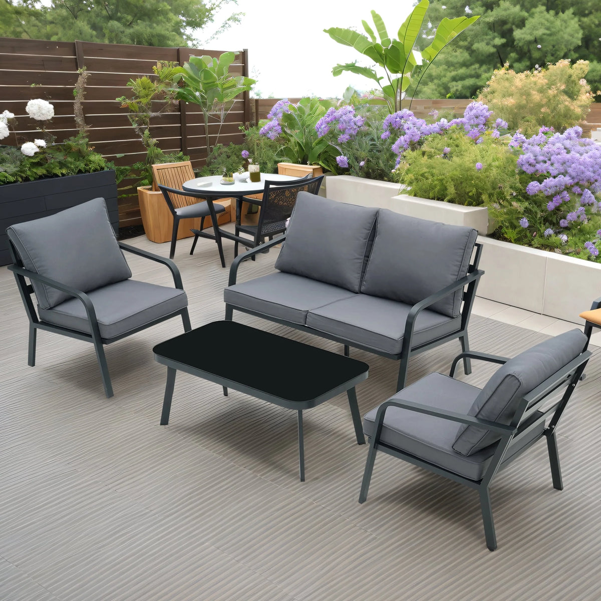 Grey Aluminum Outdoor Sectional Sofa Set A6115