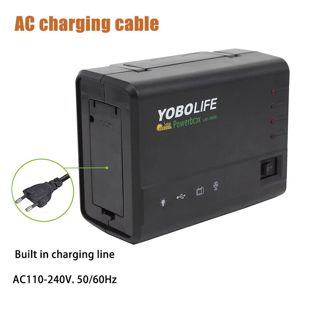 Solar Panel Generator System Portable Home Kit LED Light 12V USB Charger Camping X41522