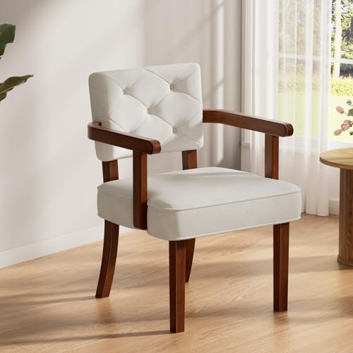 Small Grey Upholstered Armchair with Tufted Backrest P10068