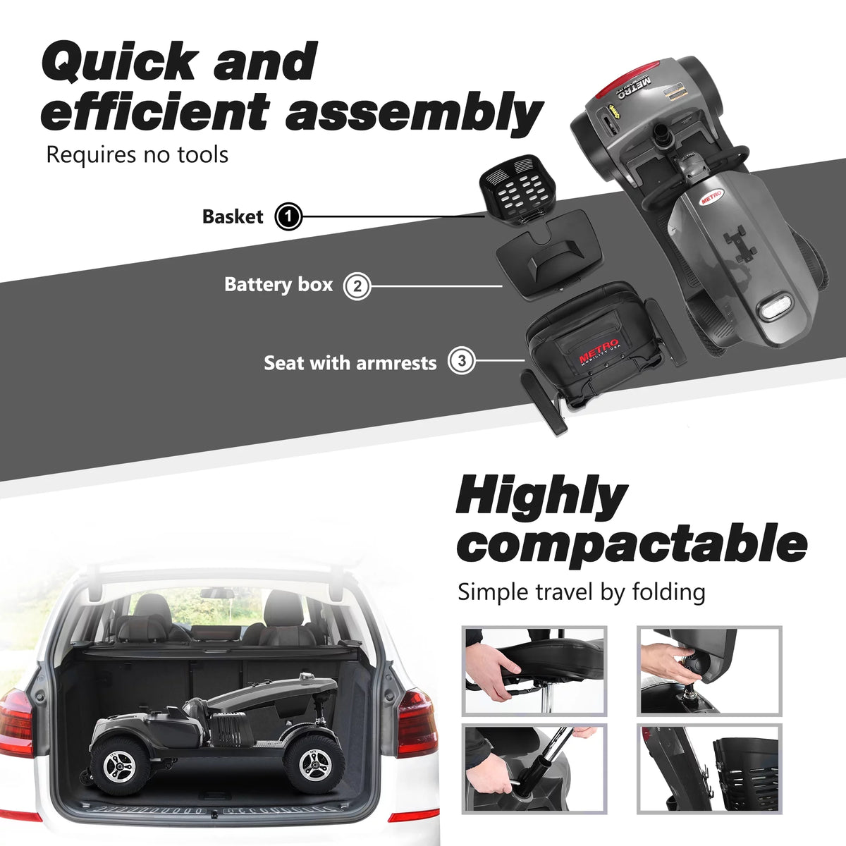 4 Wheels Compact Electric Mobility Scooter R387