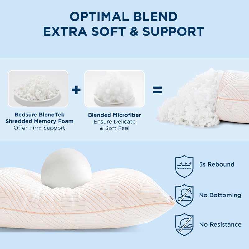 Memory Foam King Size Set of 2 Adjustable Cooling Pillows N807030