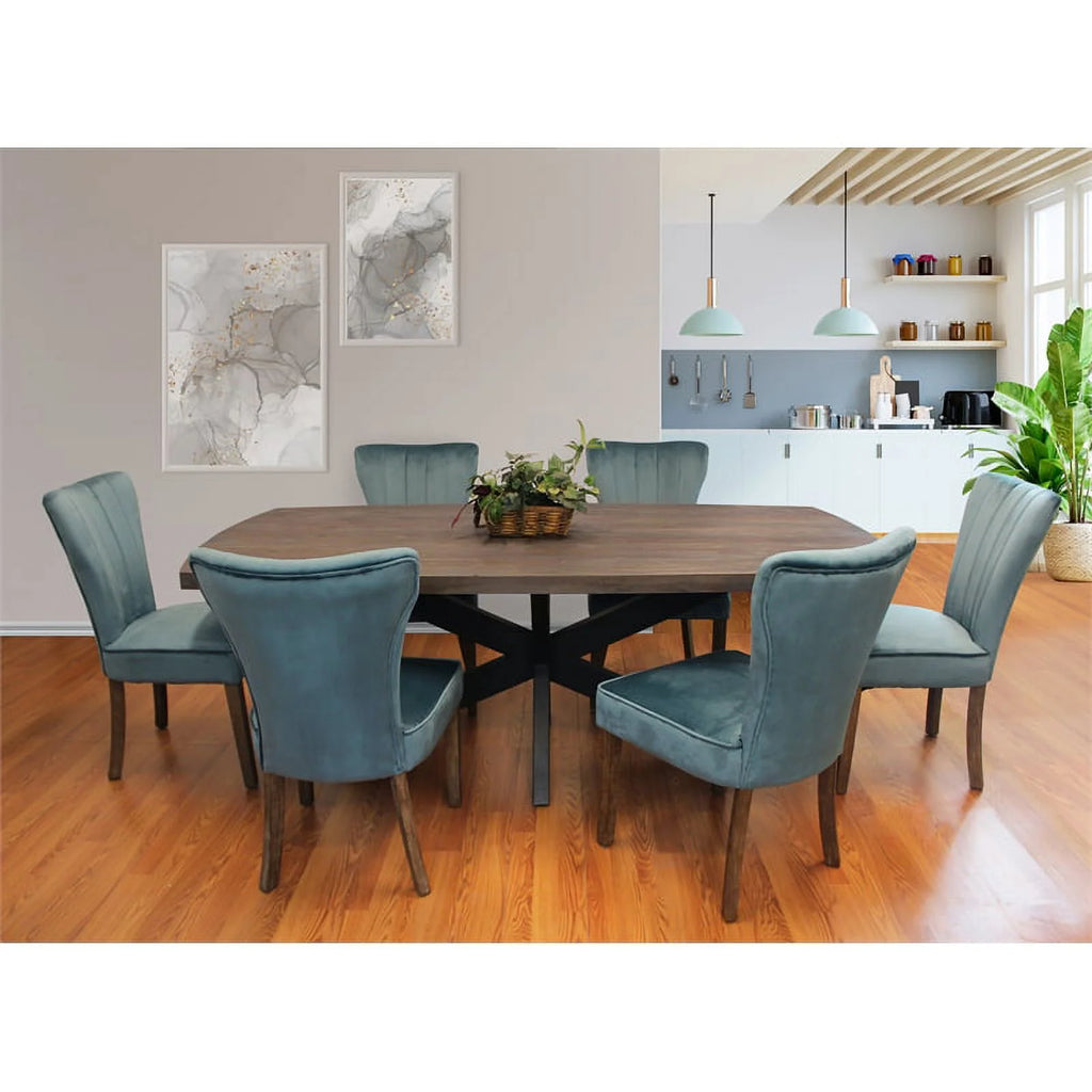 Solid Wood Dining Table with Cast Iron Legs D412251