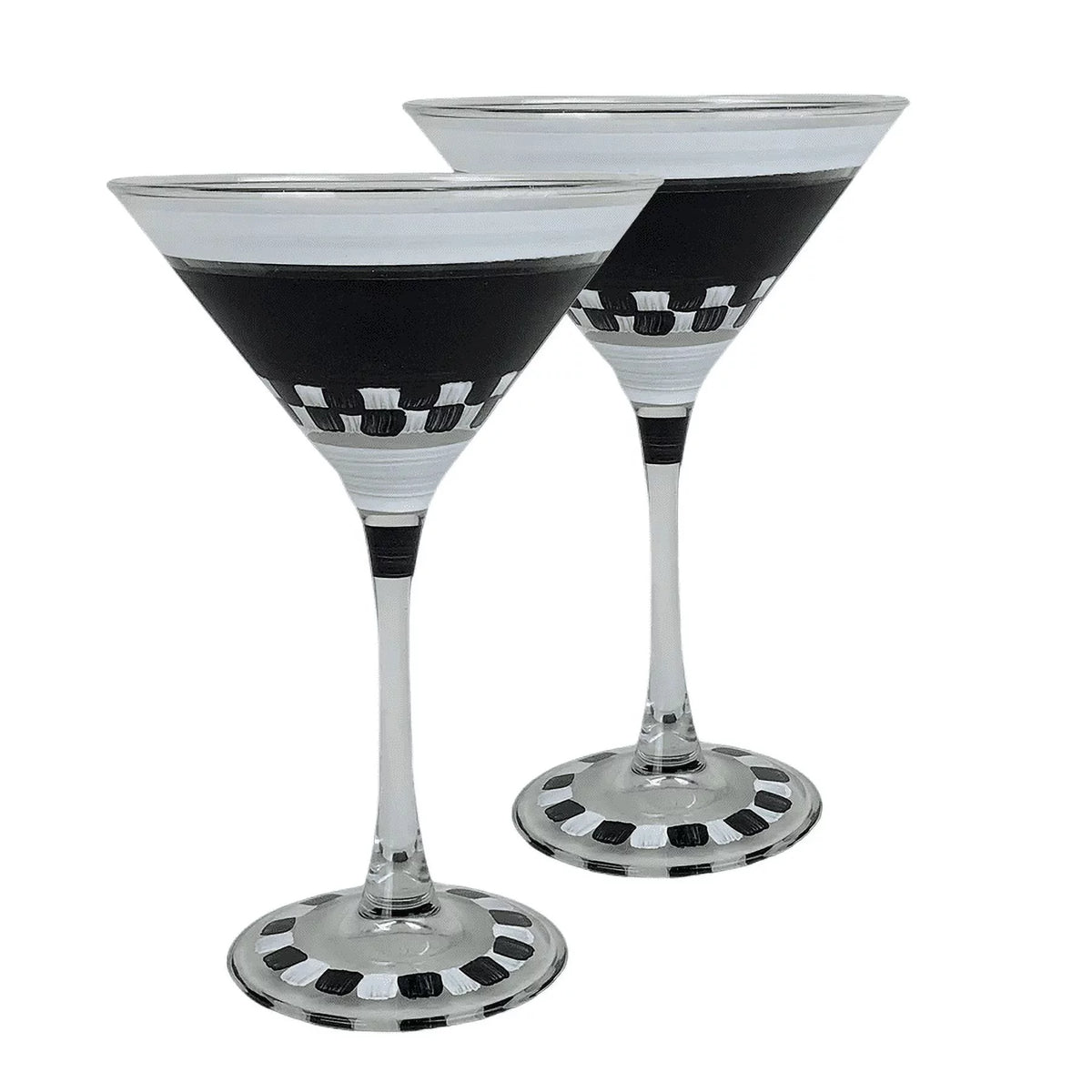 Black and White Checkered Martini Glass T41475