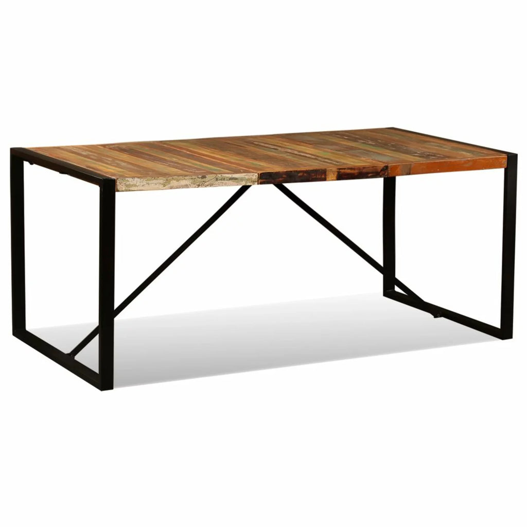 Reclaimed Wood Top Powder-Coated Steel Frame Dining Table P506
