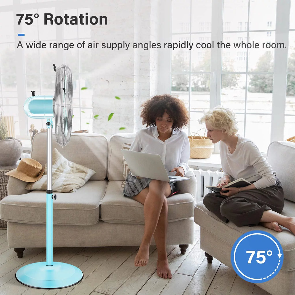 Metal Pedestal Fan, Quiet Oscillating Standing Fan with Height Adjustable C3059