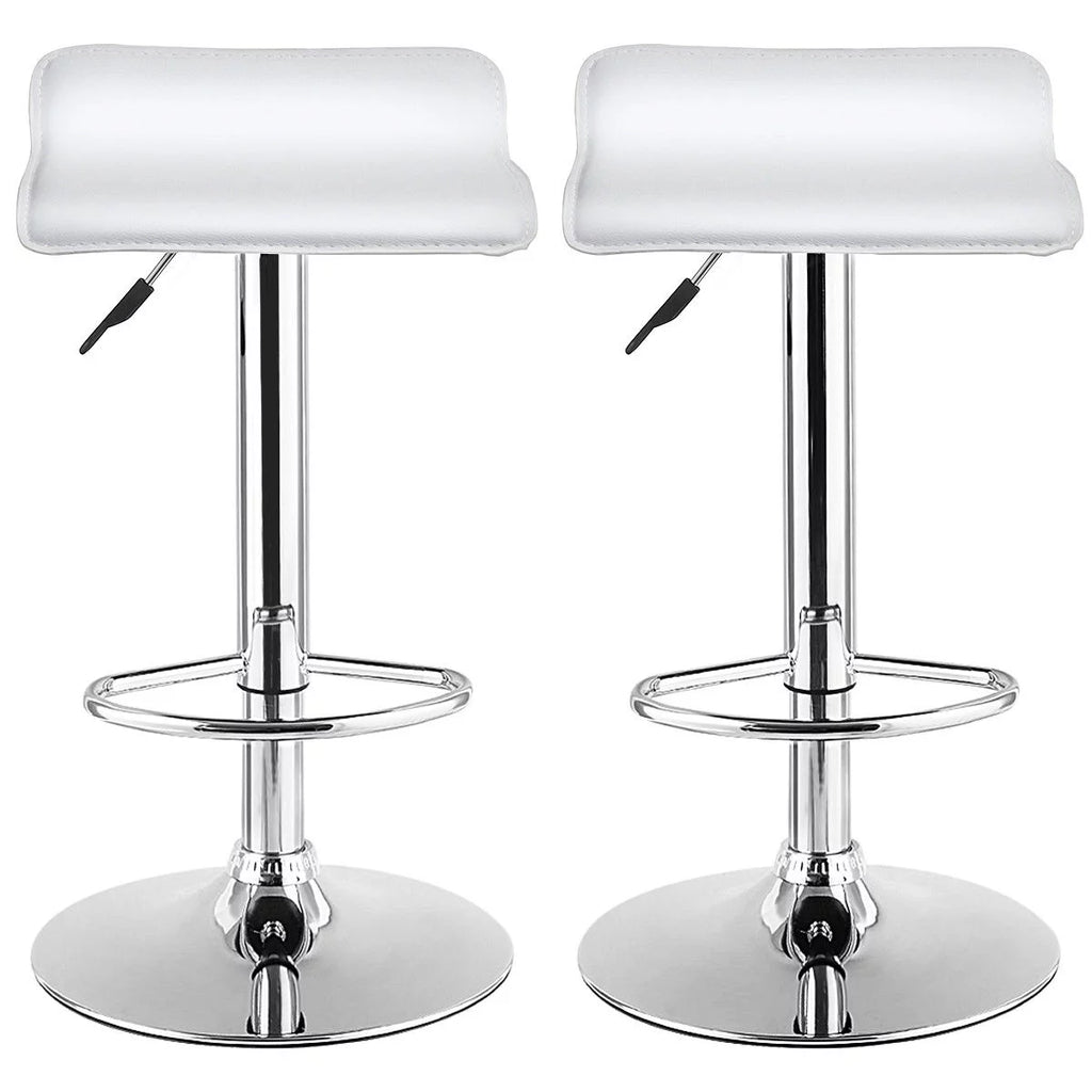 Set of 2 White Adjustable Swivel Bar Stools B826457