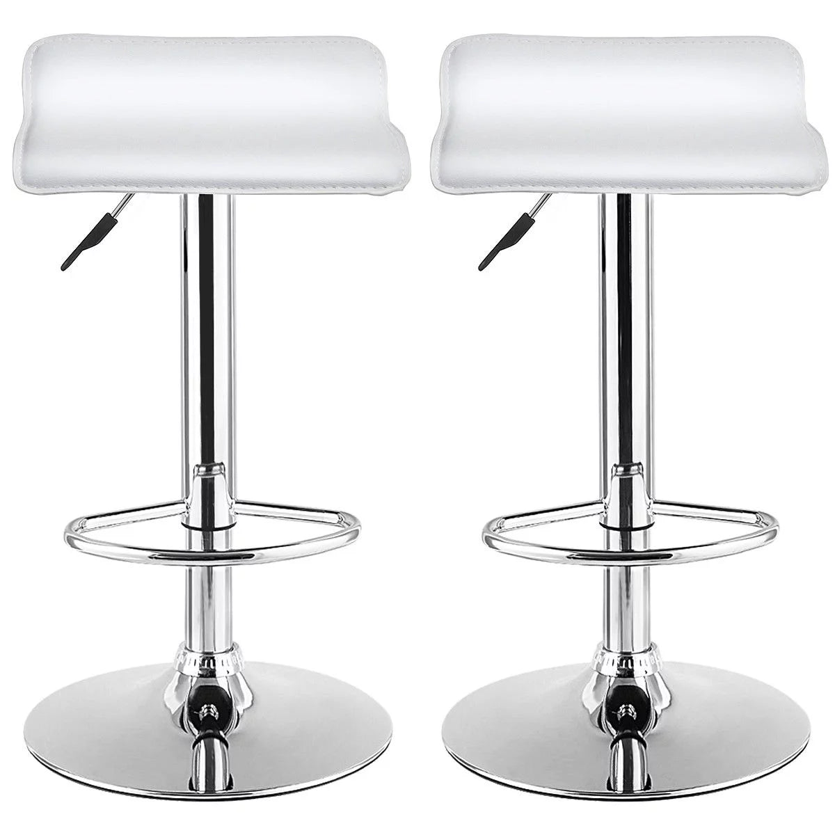 Set of 2 White Adjustable Swivel Bar Stools B826457