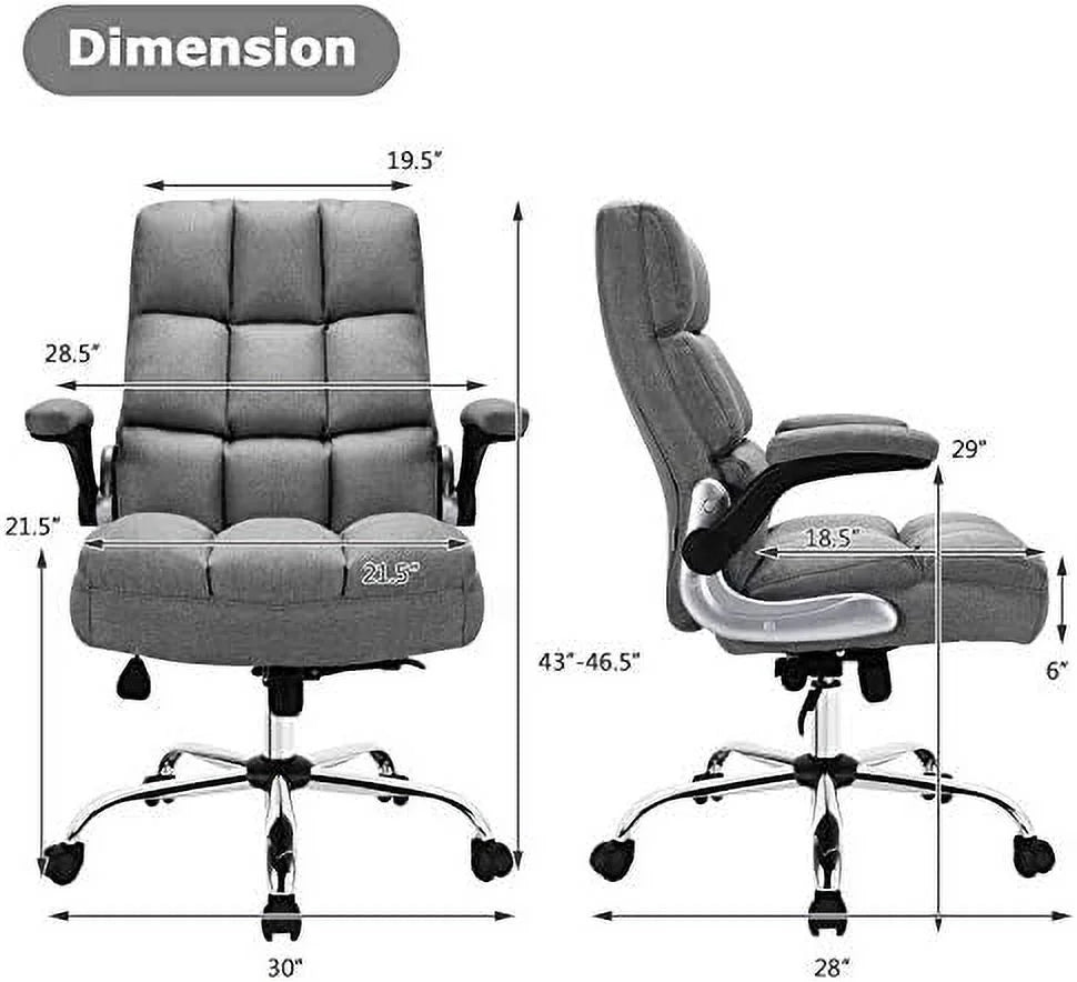 Beige Big and Tall Ergonomic Office Chair with Flip-up Arms 400 LBS Y849